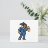 Beer als politieagent met politie-uniform briefkaart (Staand voorkant)