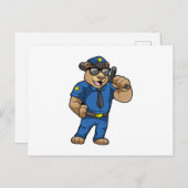 Beer als politieagent met politie-uniform briefkaart (Voorkant / Achterkant)