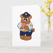 Beer als politieagent met politie-uniform & donut kaart (Gele Bloem)