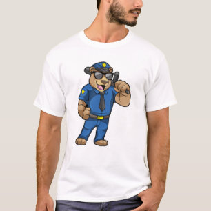 Beer als politieagent met politie-uniform t-shirt