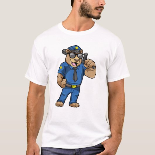 Beer als politieagent met politie-uniform t-shirt (Voorkant)