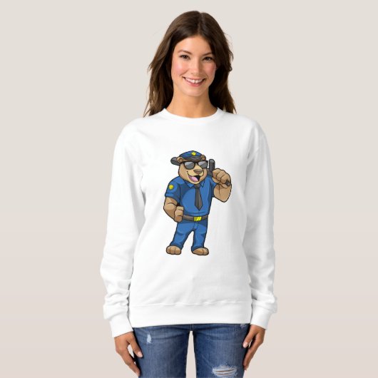 Beer als politieagent met politie-uniform trui (Voorkant volledig)