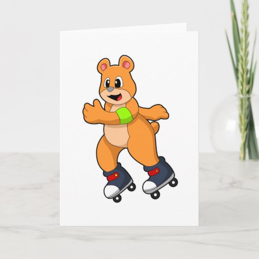 Beer als schaatser met inline skates kaart (Voorkant)