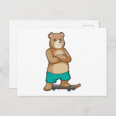 Beer als schaatser met skateboard briefkaart (Voorkant / Achterkant)