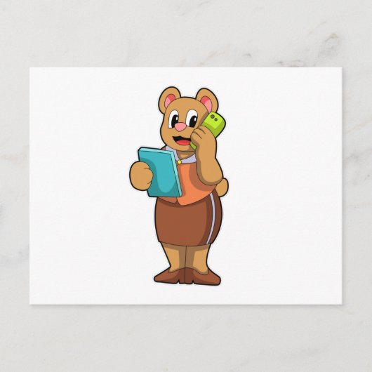 Beer als Secretaris bij Vraag met Telefoon Briefkaart (Voorkant)