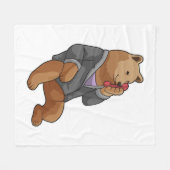 Beer als secretaris met telefoon fleece deken (Voorkant (Horizontaal))