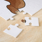 Beer als secretaris met telefoon legpuzzel (Zijkant)