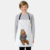 Beer als secretaris met telefoon schort (Gedragen)