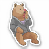 Beer als secretaris met telefoon sticker (Voorkant)