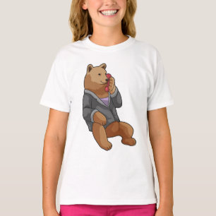 Beer als secretaris met telefoon t-shirt