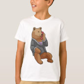 Beer als secretaris met telefoon t-shirt (Voorkant)