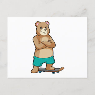 Beer als skater met skateboard briefkaart