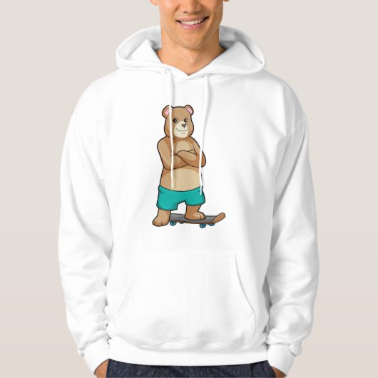 Beer als Skater met Skateboard Hoodie (Voorkant)