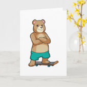 Beer als Skater met Skateboard Kaart (Gele Bloem)