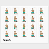 Beer als Skater met Skateboard Vierkante Sticker (Vel)