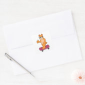 Beer als Skater met Skateboard Vierkante Sticker (Envelop)