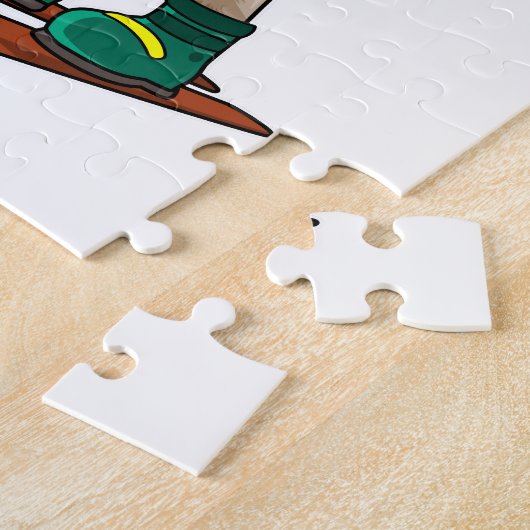 Beer als Skier met skiën Legpuzzel (Zijkant)