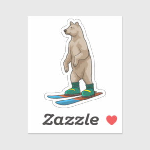 Beer als Skier met skiën Sticker
