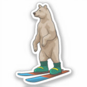 Beer als Skier met skiën Sticker (Voorkant)