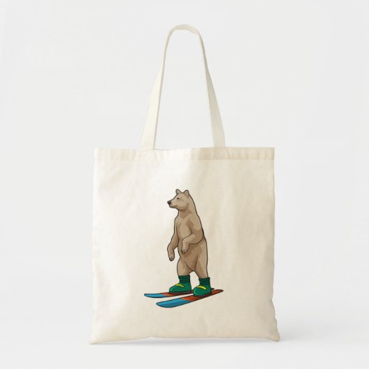 Beer als Skier met skiën Tote Bag (Voorkant)