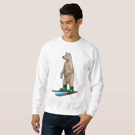 Beer als Skier met skiën Trui (Voorkant volledig)