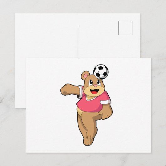 Beer als voetballer met voetbal.PNG Briefkaart (Voorkant / Achterkant)