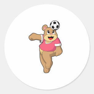 Beer als Voetbalspeler met Soccer.PNG Ronde Sticker