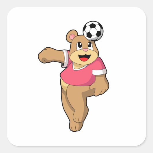 Beer als Voetbalspeler met Soccer.PNG Vierkante Sticker (Voorkant)