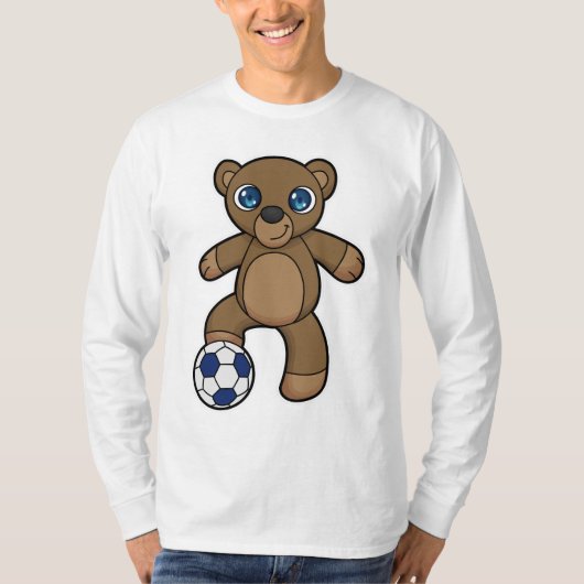 Beer als Voetbalspeler met Voetbal T-shirt (Voorkant)