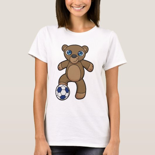 Beer als Voetbalspeler met Voetbal T-shirt (Voorkant)