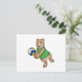 Beer als volleybalspeler met volleybal briefkaart (Staand voorkant)