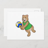 Beer als volleybalspeler met volleybal briefkaart (Voorkant / Achterkant)