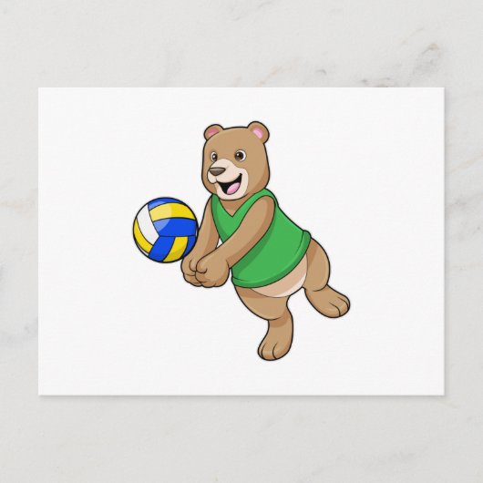 Beer als volleybalspeler met volleybal briefkaart (Voorkant)