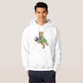 Beer als volleybalspeler met volleybal hoodie (Voorkant volledig)