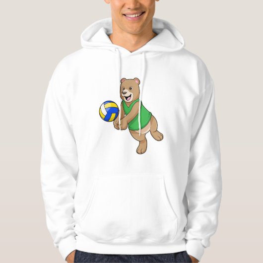 Beer als volleybalspeler met volleybal hoodie (Voorkant)