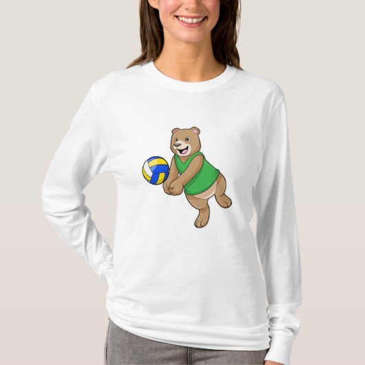 Beer als volleybalspeler met volleybal t-shirt (Voorkant)