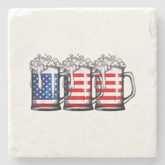 Beer American Flag 4 juli Mannen Women Merica Dr. Stenen Onderzetter (Voorkant)