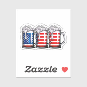 Beer American Flag 4 juli Mannen Women Merica Dr. Sticker
