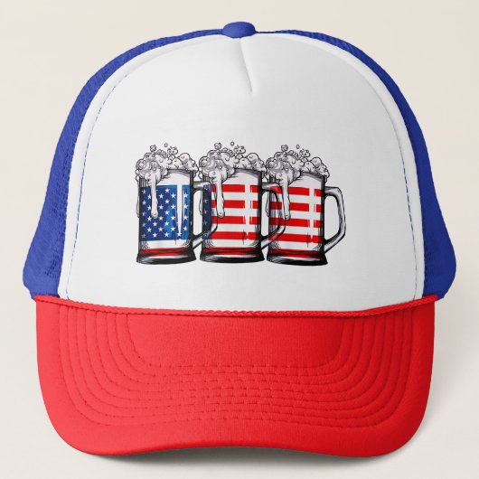 Beer American Flag 4 juli Mannen Women Merica Dr. Trucker Pet (Voorkant)