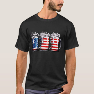 Beer American Flag 4 juli Merica USA Drink T-shirt