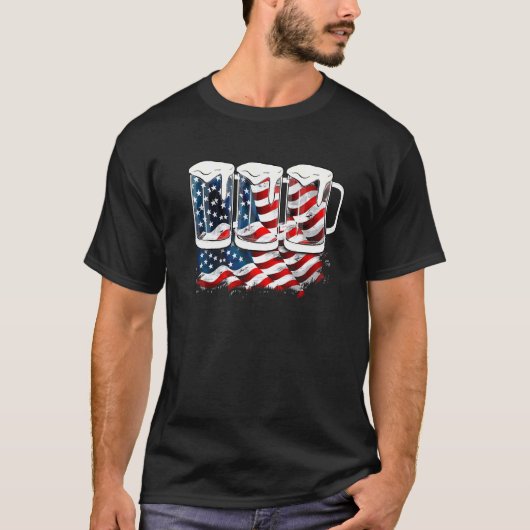 Beer American Flag 4 juli Merica Verenigde Staten  T-shirt (Voorkant)
