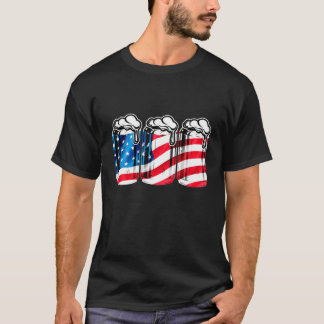 Beer American Flag 4Th Of July Men Women Merica T-shirt