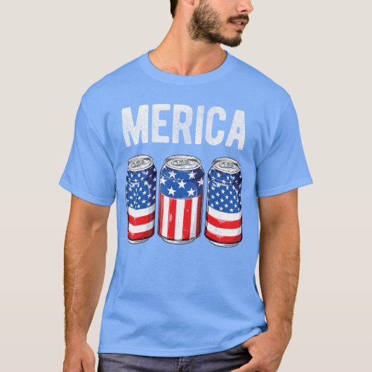 Beer American Flag 4th Of July Merica USA Men Wome T-shirt (Voorkant)