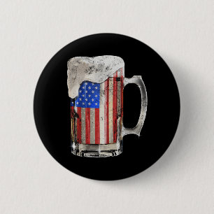 Beer Amerikaanse vlag 4 juli Verenigde Staten Drin Ronde Button 5,7 Cm