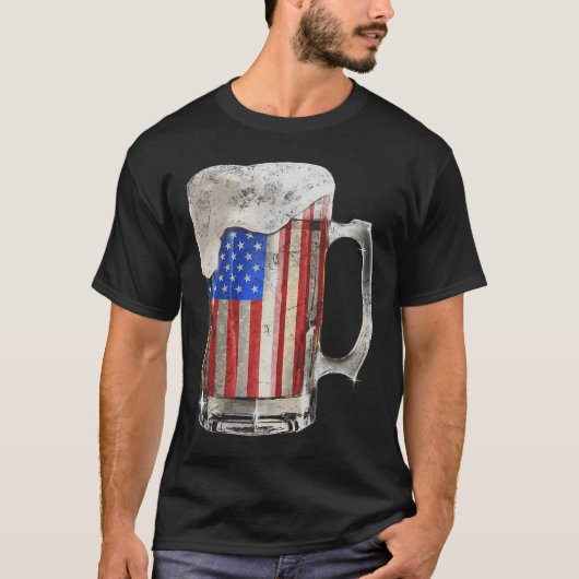 Beer Amerikaanse vlag 4 juli Verenigde Staten Drin T-shirt (Voorkant)