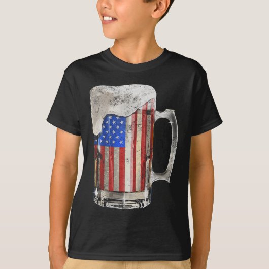 Beer Amerikaanse vlag 4 juli Verenigde Staten Drin T-shirt (Voorkant)