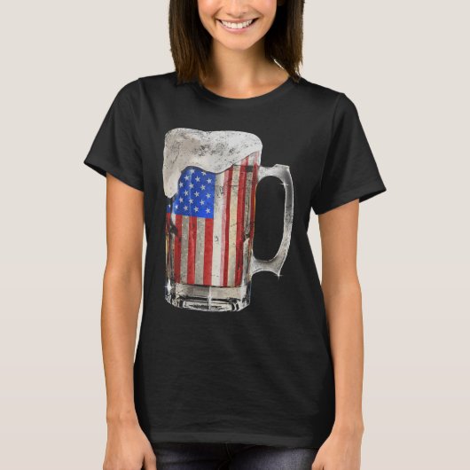 Beer Amerikaanse vlag 4 juli Verenigde Staten Drin T-shirt (Voorkant)