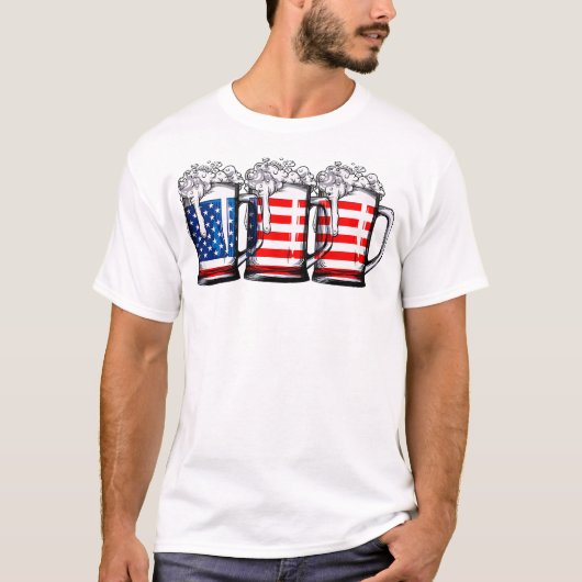 beer - amerikaanse vlag 4e juli Mannen vrouwen Mer T-shirt (Voorkant)