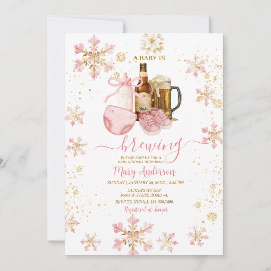 Beer and Milk Bottle Baby Is Brewing Baby Shower Kaart (Voorkant)