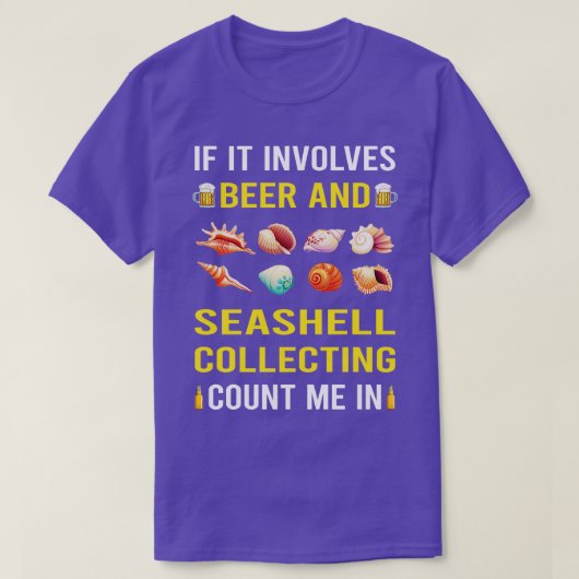 Beer and Seashell Verzamelende Zeeschelpen Zee She T-shirt (Design voorkant)